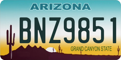 AZ license plate BNZ9851