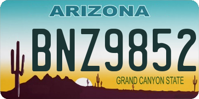 AZ license plate BNZ9852