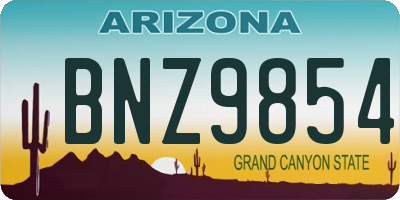 AZ license plate BNZ9854