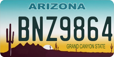 AZ license plate BNZ9864