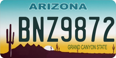 AZ license plate BNZ9872