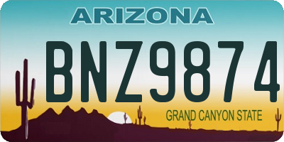 AZ license plate BNZ9874