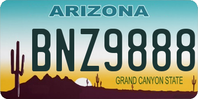 AZ license plate BNZ9888