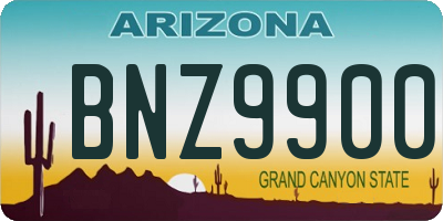 AZ license plate BNZ9900