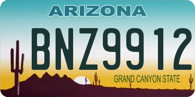 AZ license plate BNZ9912
