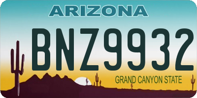 AZ license plate BNZ9932