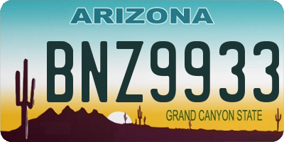 AZ license plate BNZ9933