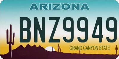 AZ license plate BNZ9949