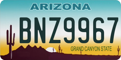 AZ license plate BNZ9967