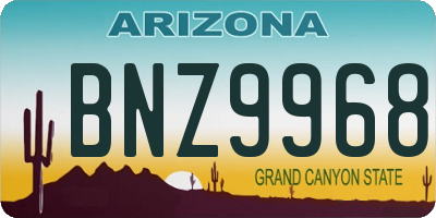 AZ license plate BNZ9968