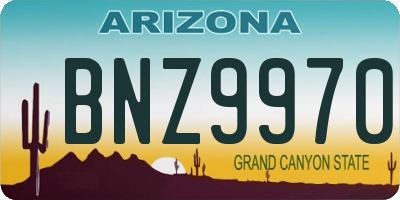 AZ license plate BNZ9970