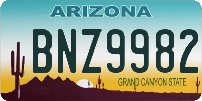AZ license plate BNZ9982