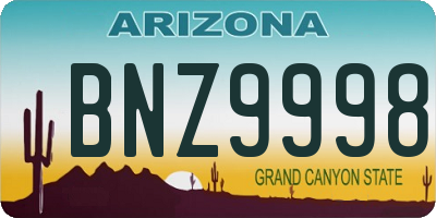 AZ license plate BNZ9998