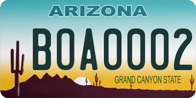 AZ license plate BOA0002