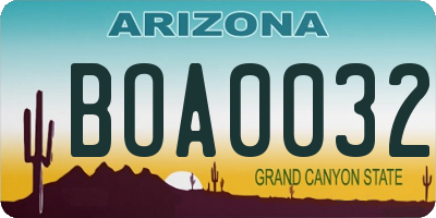 AZ license plate BOA0032