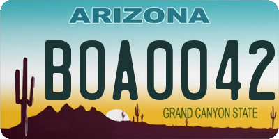 AZ license plate BOA0042