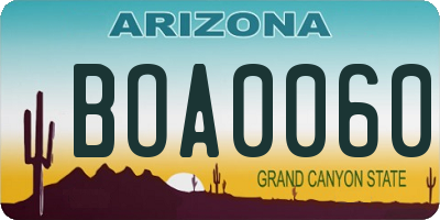 AZ license plate BOA0060
