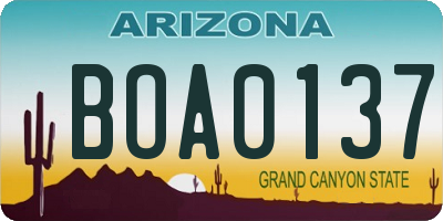 AZ license plate BOA0137