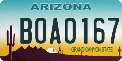 AZ license plate BOA0167