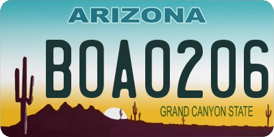 AZ license plate BOA0206