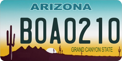 AZ license plate BOA0210