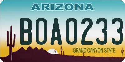 AZ license plate BOA0233