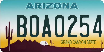 AZ license plate BOA0254