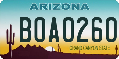 AZ license plate BOA0260