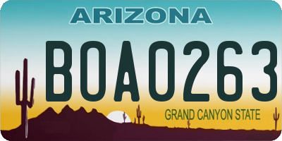 AZ license plate BOA0263