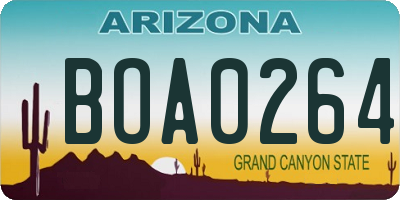 AZ license plate BOA0264