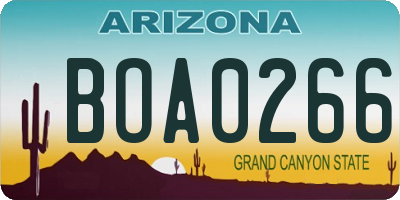 AZ license plate BOA0266