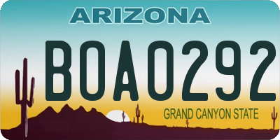 AZ license plate BOA0292