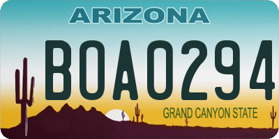 AZ license plate BOA0294