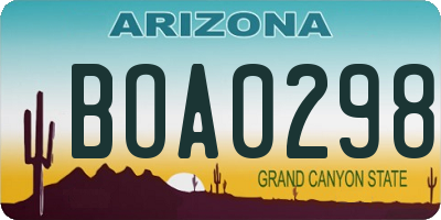 AZ license plate BOA0298