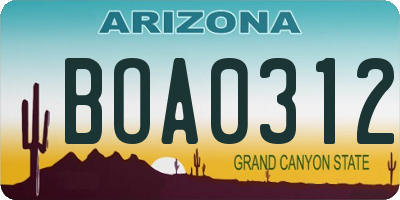 AZ license plate BOA0312