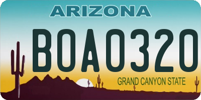 AZ license plate BOA0320