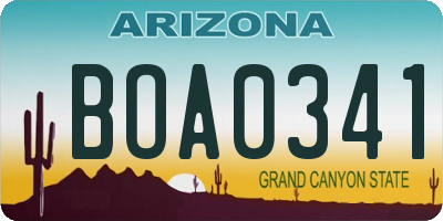 AZ license plate BOA0341
