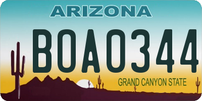 AZ license plate BOA0344