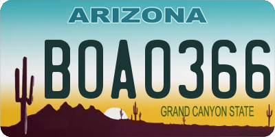 AZ license plate BOA0366