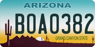 AZ license plate BOA0382