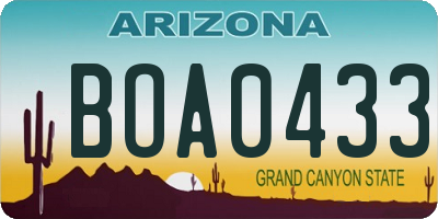 AZ license plate BOA0433