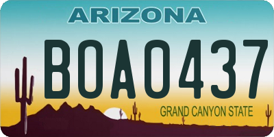 AZ license plate BOA0437