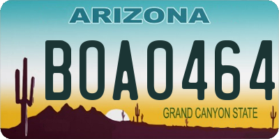 AZ license plate BOA0464