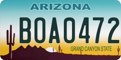 AZ license plate BOA0472