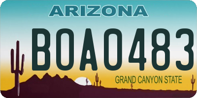 AZ license plate BOA0483