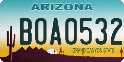 AZ license plate BOA0532