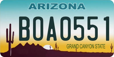 AZ license plate BOA0551
