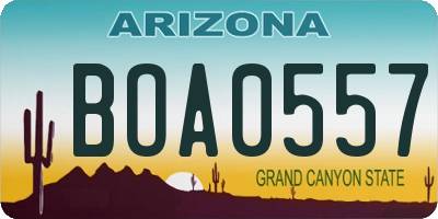 AZ license plate BOA0557