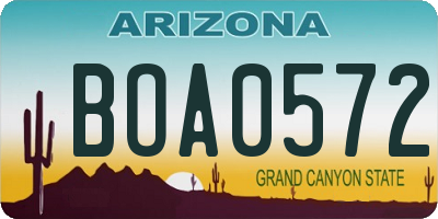AZ license plate BOA0572
