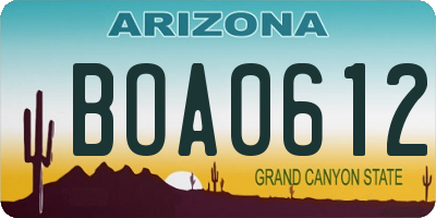 AZ license plate BOA0612